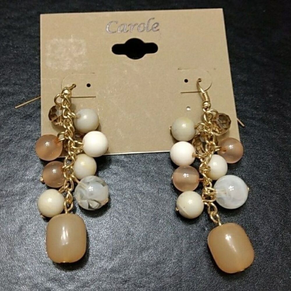 Carole Peachy cream gold tone earrings